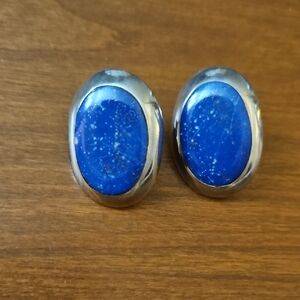 Lapis Oval Clip-On Earrings